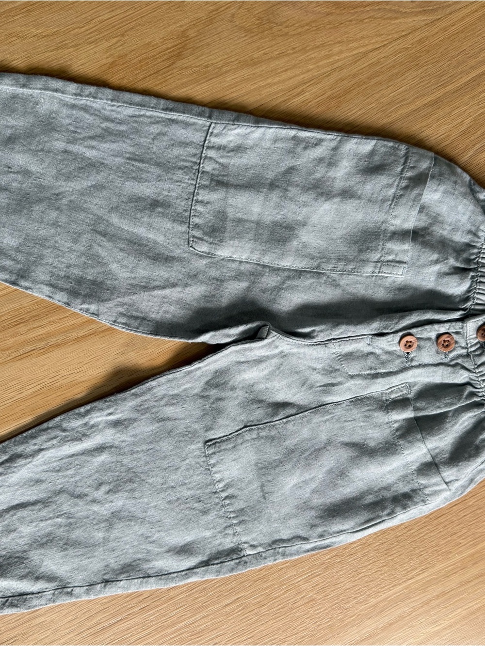 Zara Kids Light Gray Linen Blend Casual Pants
